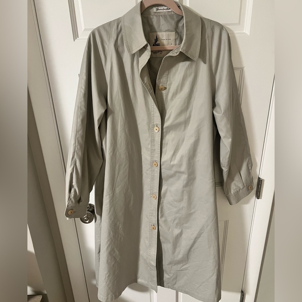 80s Misty Harbor Khaki Tent Trench Coat |Vintage Minimalist| size 14 petite - Picture 2 of 7